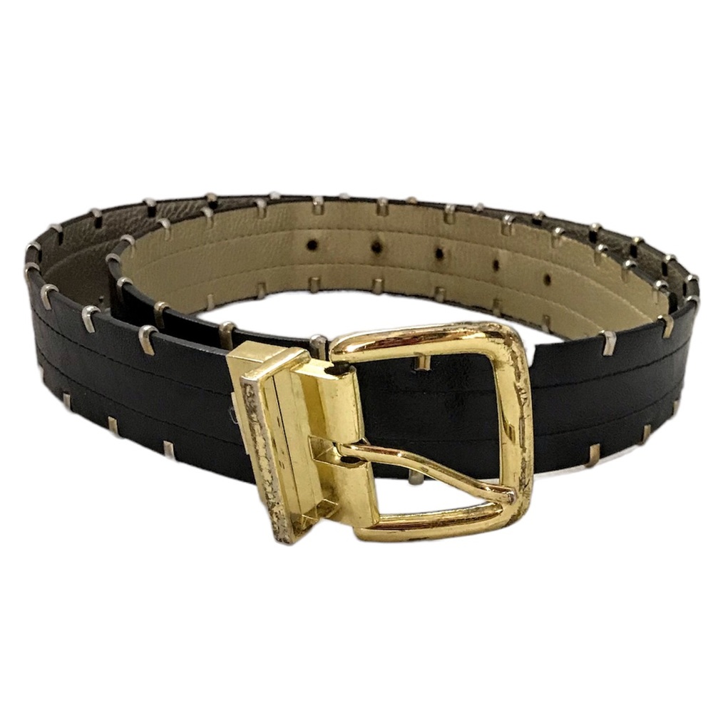 Reversible Belt Gold Studs & Buckle; Black or Gold: Flip Buckle